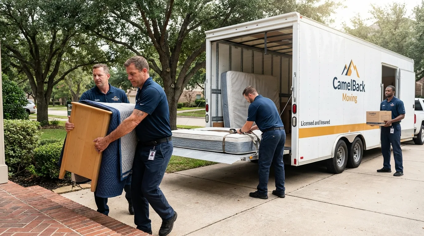 Crew loading residential truck for cross-state move from Haysville, KS