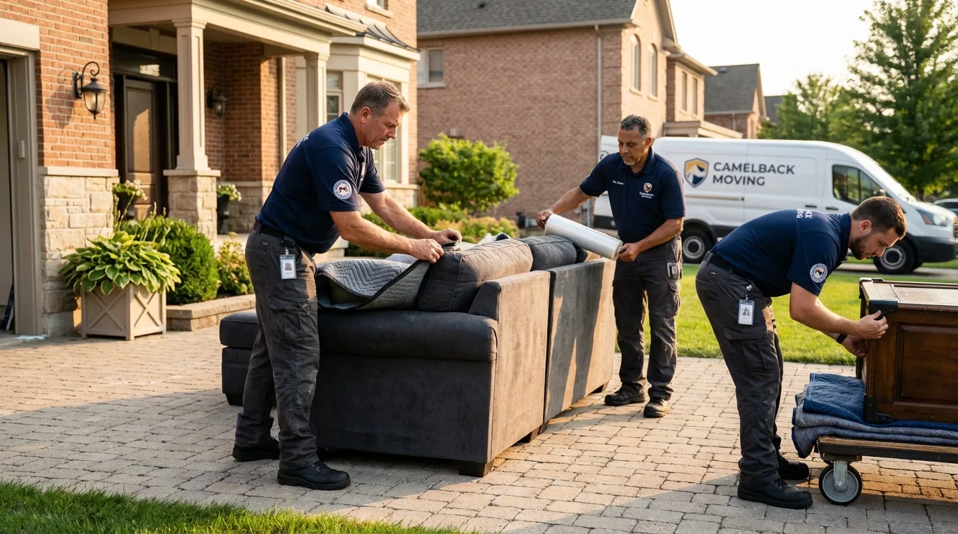 Large estate moving crew wrapping furniture in Haysville, KS