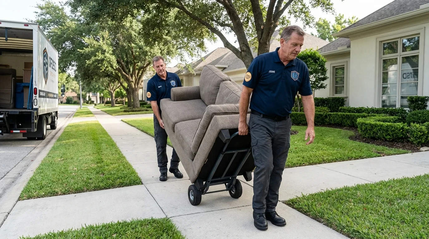 Local residential moving crew loading furniture in Haysville, KS